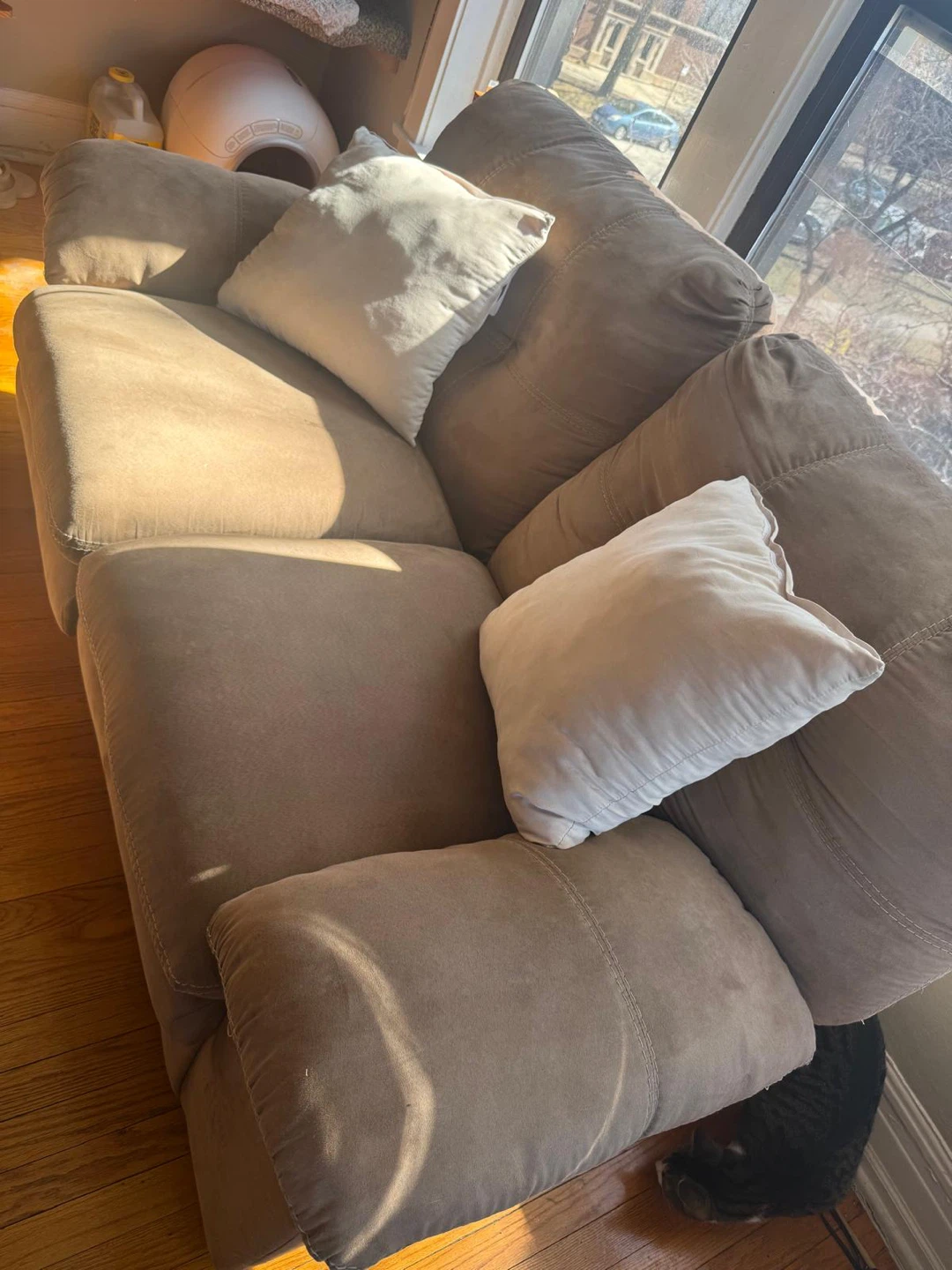 Taupe Suede Loveseat Sofa - photo 3