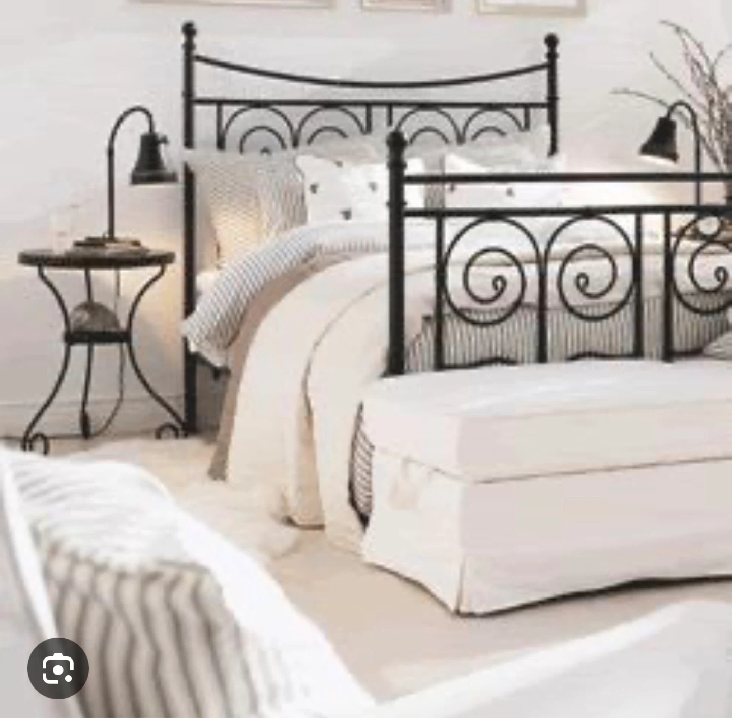 Black Metal Bed Frame with Scrollwork