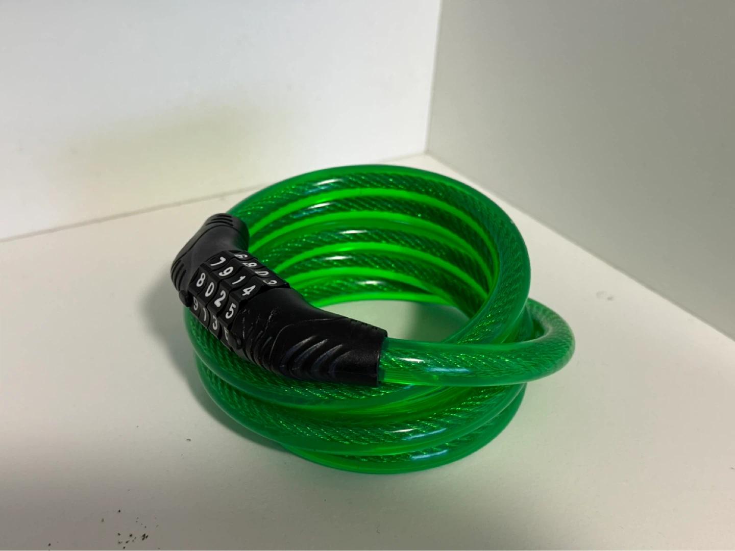 Free Green Coil Bicycle Lock as don’t know the combination
