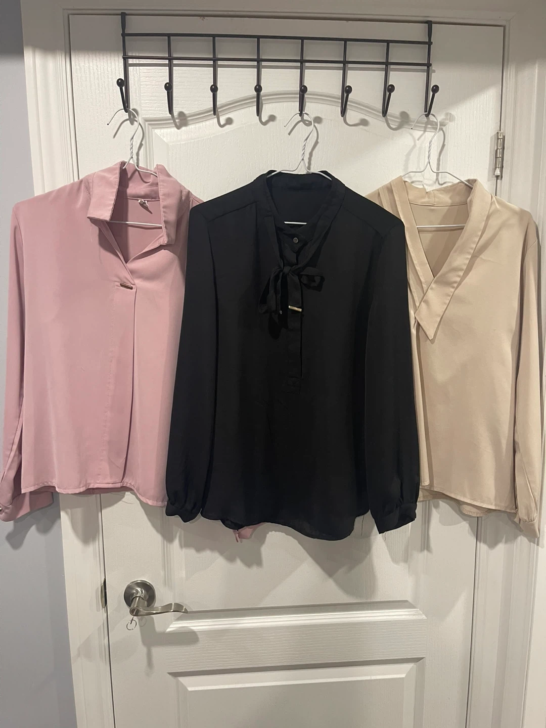 Three Women's Blouses (Pink, Black, Beige)