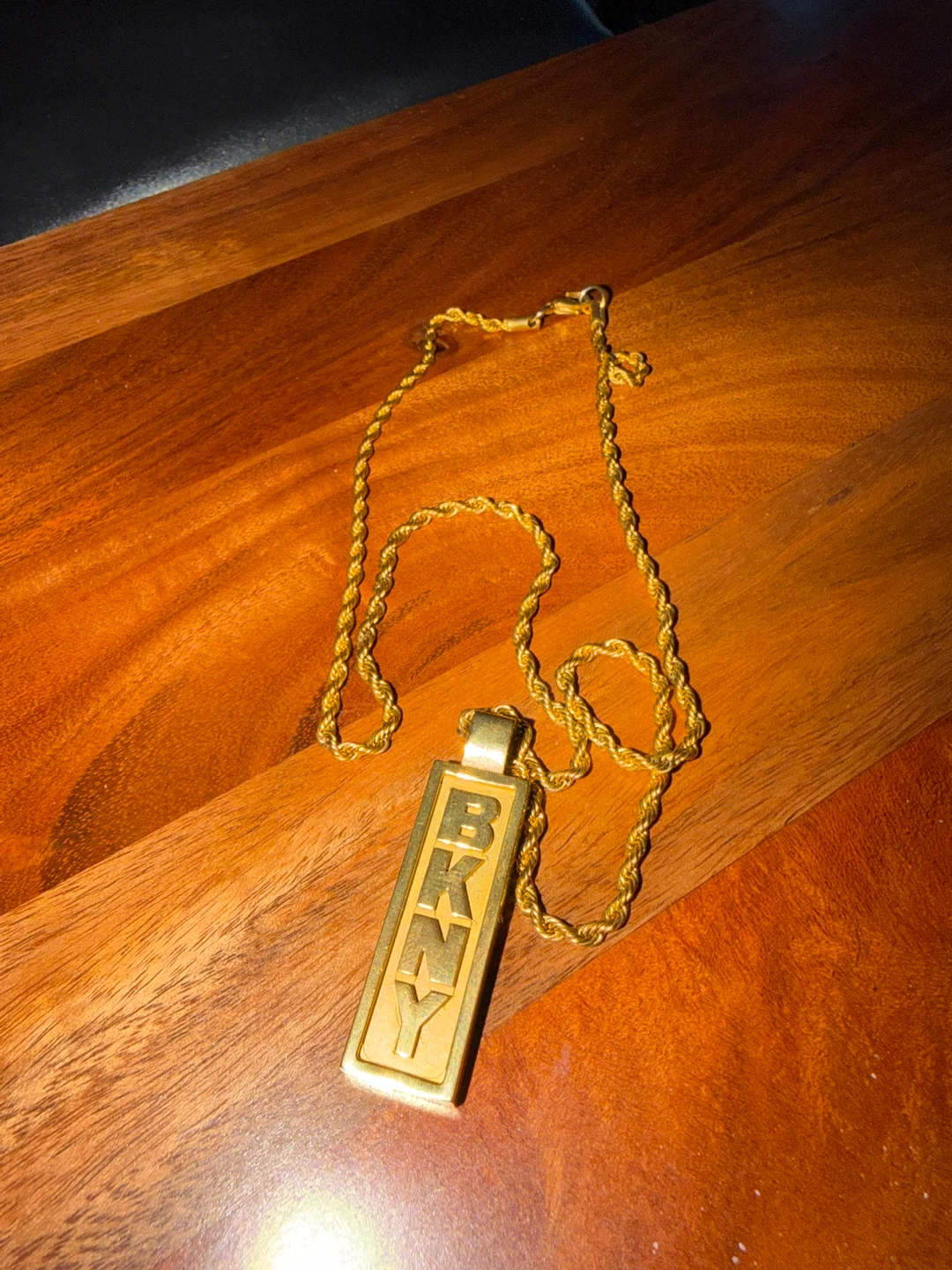 Gold Tone BKNY Vinnies Pendant Necklace