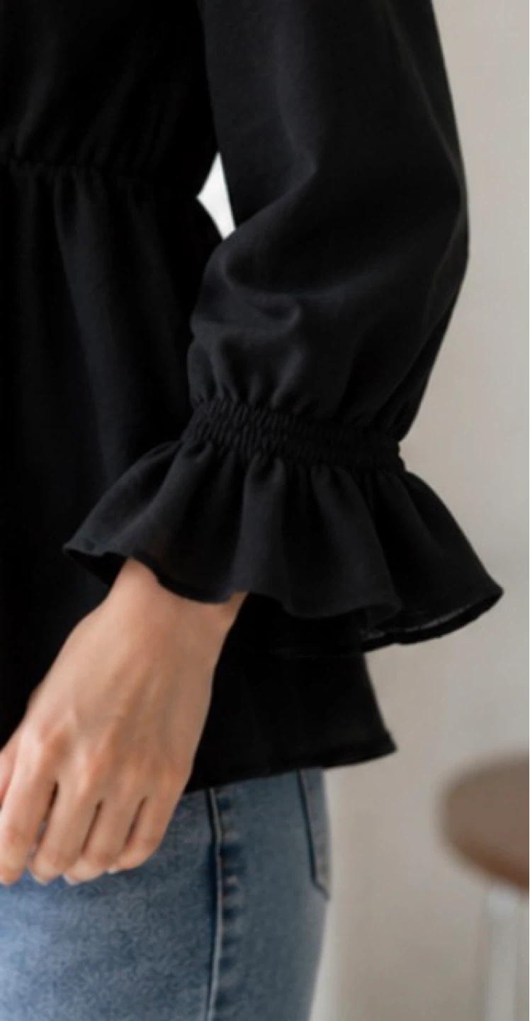 Brand new) Black Flowy V-Neck Blouse - photo 3