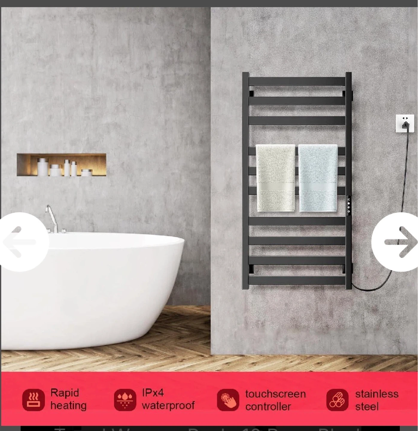 Black Stainless Steel Towel Warmer Rack