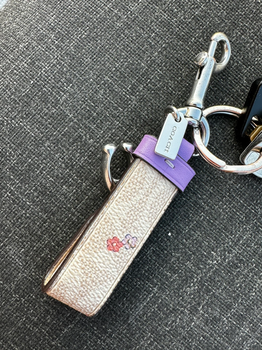 Coach Floral Print Leather Keychain - photo 2