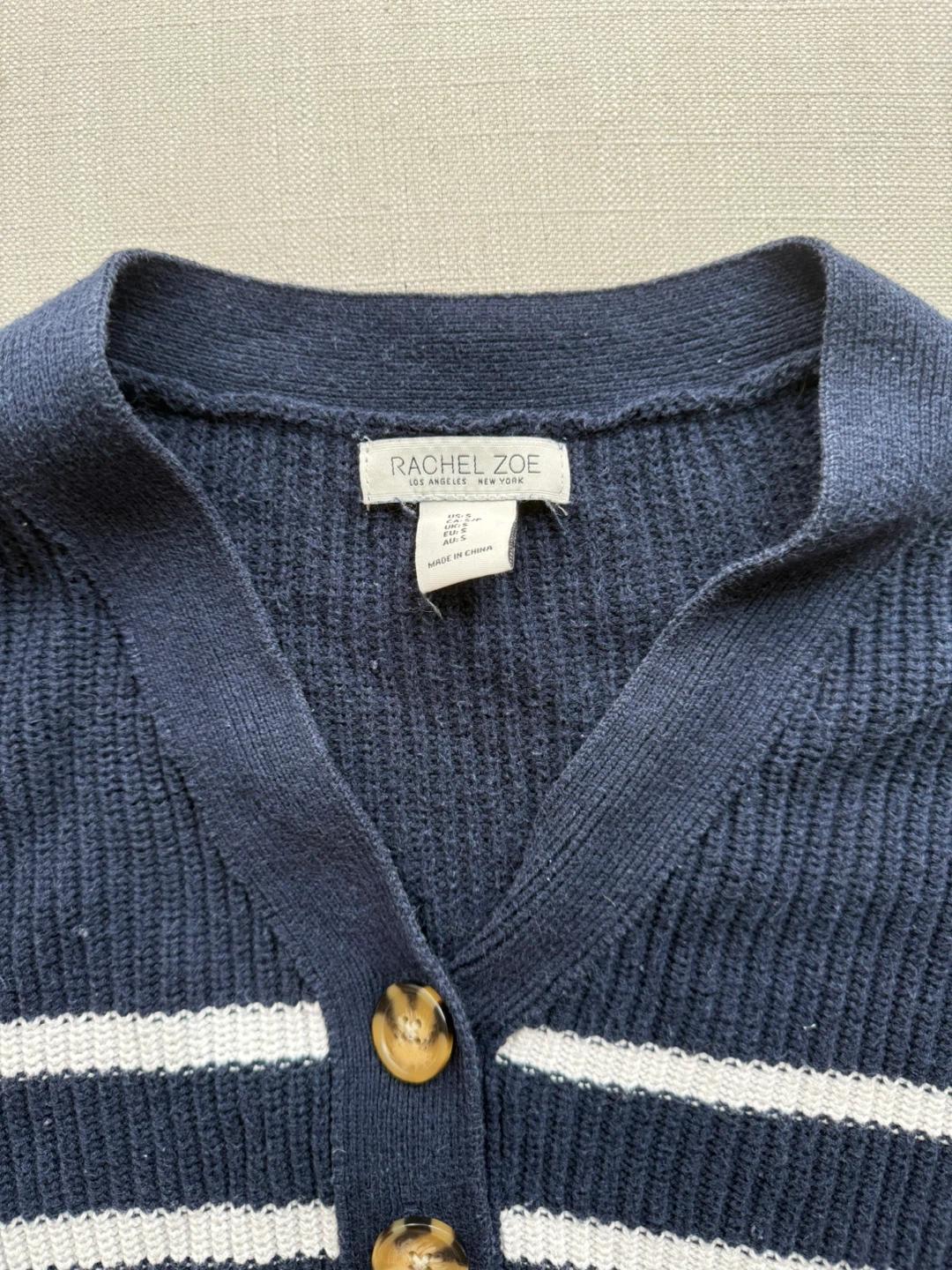 Rachel Zoe Navy Striped Button-Up Sweater - photo 2