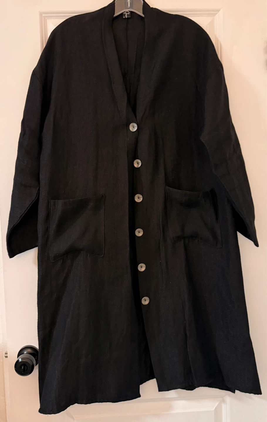 Black Long Linen-Style Cardigan / Jacket from Korea - photo 3
