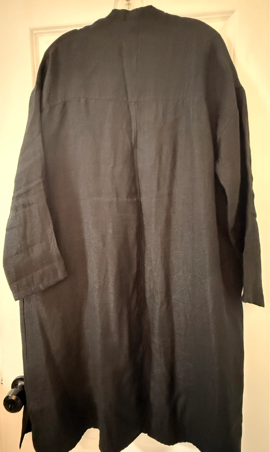 Black Long Linen-Style Cardigan / Jacket from Korea - photo 4