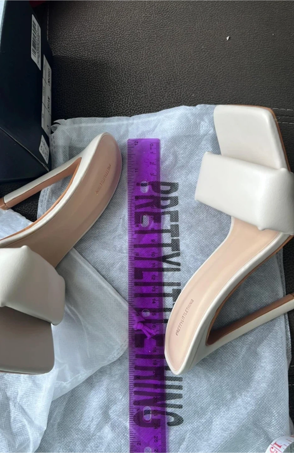 PrettyLittleThing Cream Square Toe Heeled Mules - photo 5