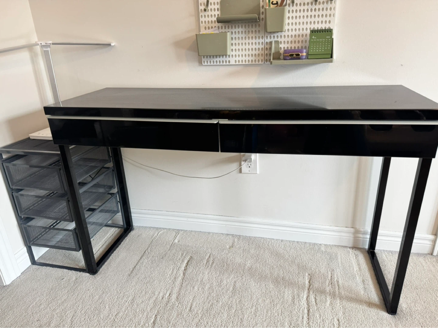 Black Desk with Two Drawers