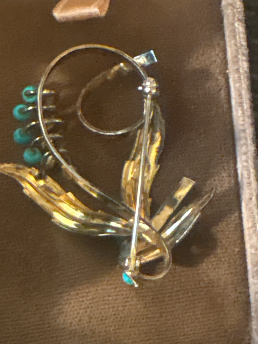 Vintage Floral Brooch with Turquoise Accents - photo 5