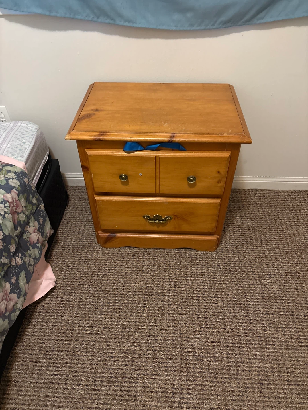 Wooden Nightstand with 3 Drawers