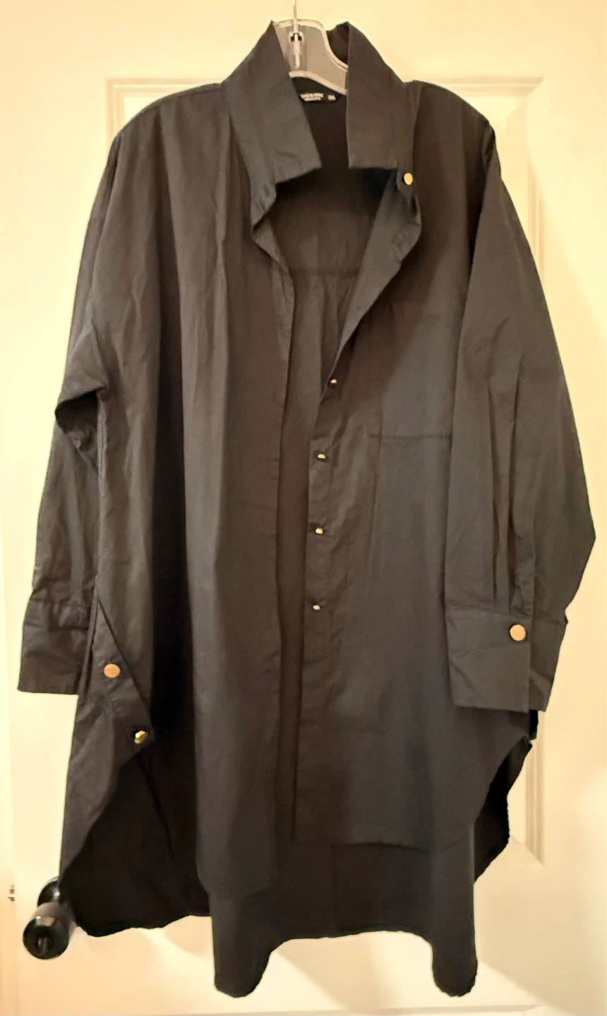 Black Oversized Long Sleeve Cotton Shirt - photo 2