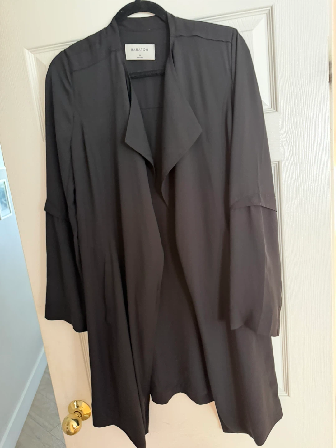 Babaton Black Open Front Drape Cardigan - Size Medium