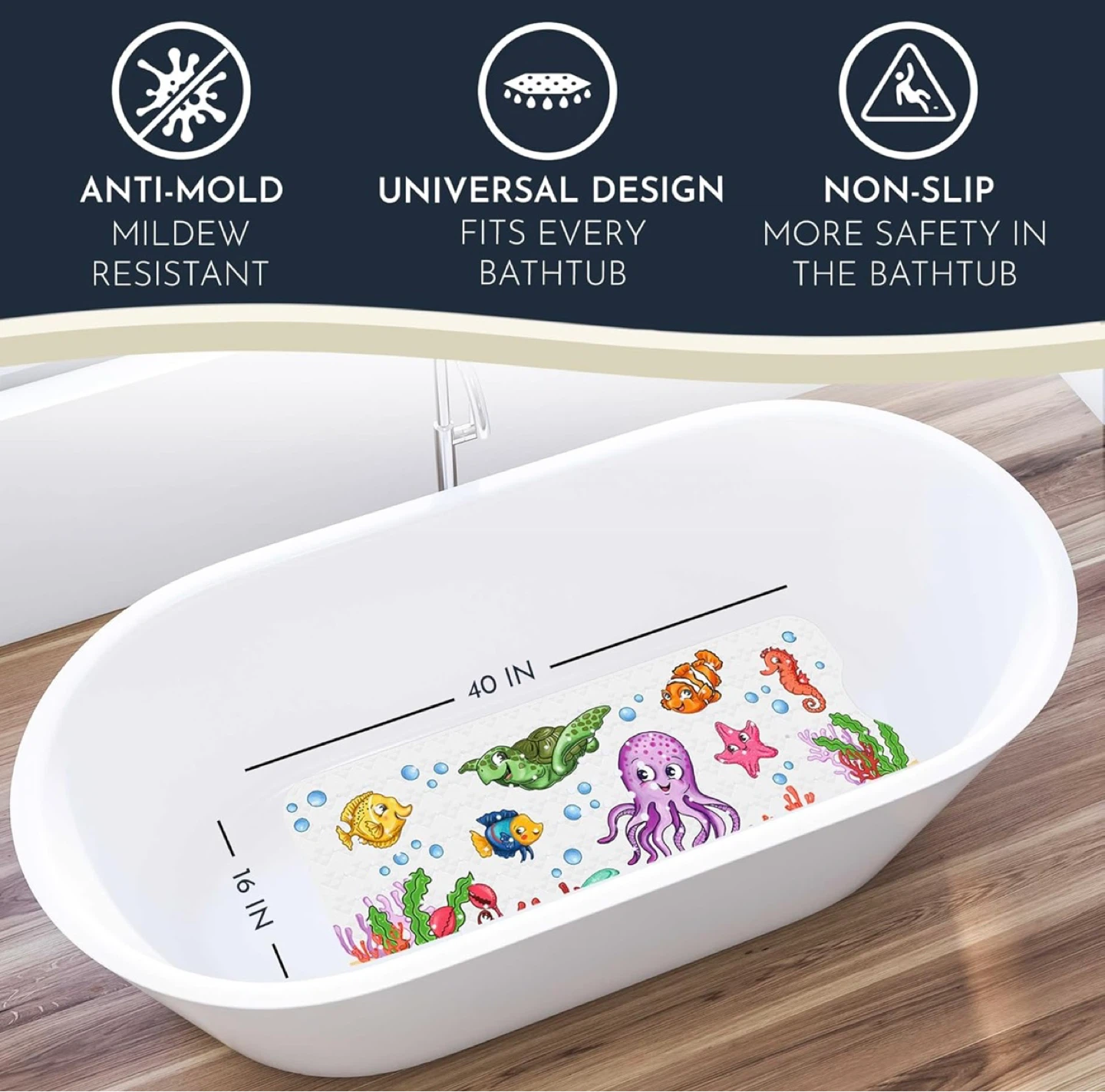 Anti Mold Non Slip Bath Mat No Box - photo 2