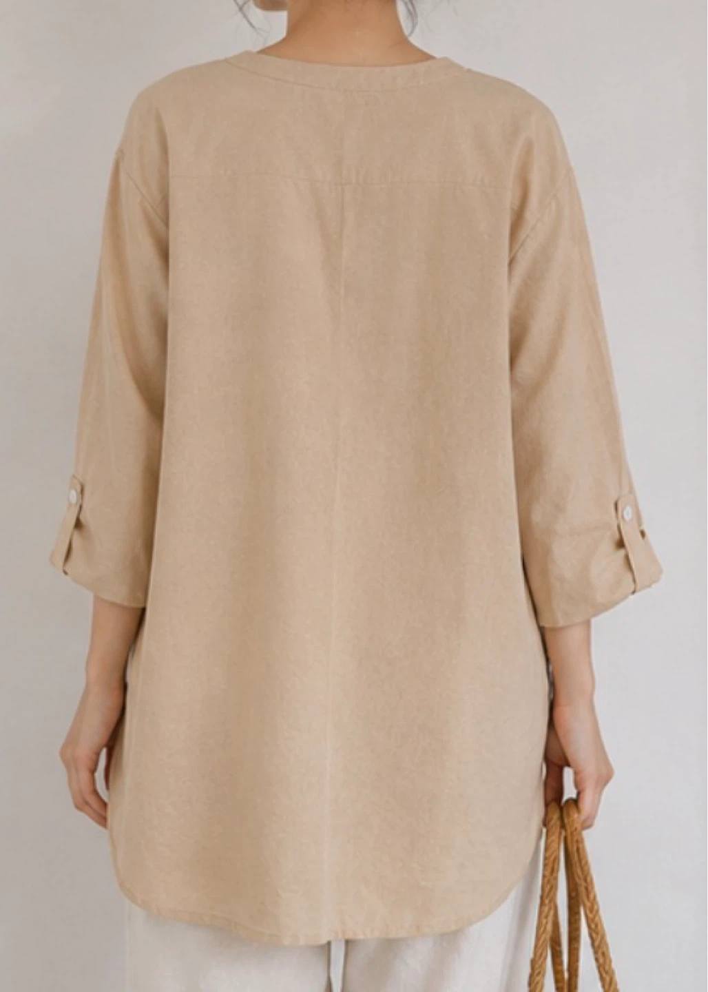 Brand new) Beige Oversized Tunic Blouse – Minimal Korean Style - photo 4