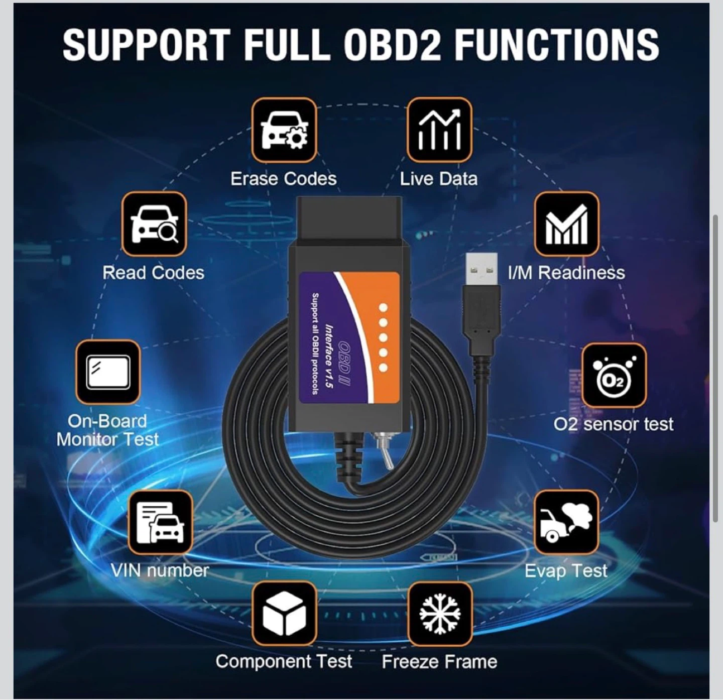OBDMONSTER ELM327 V1.5 OBD2 USB Scanner - photo 4
