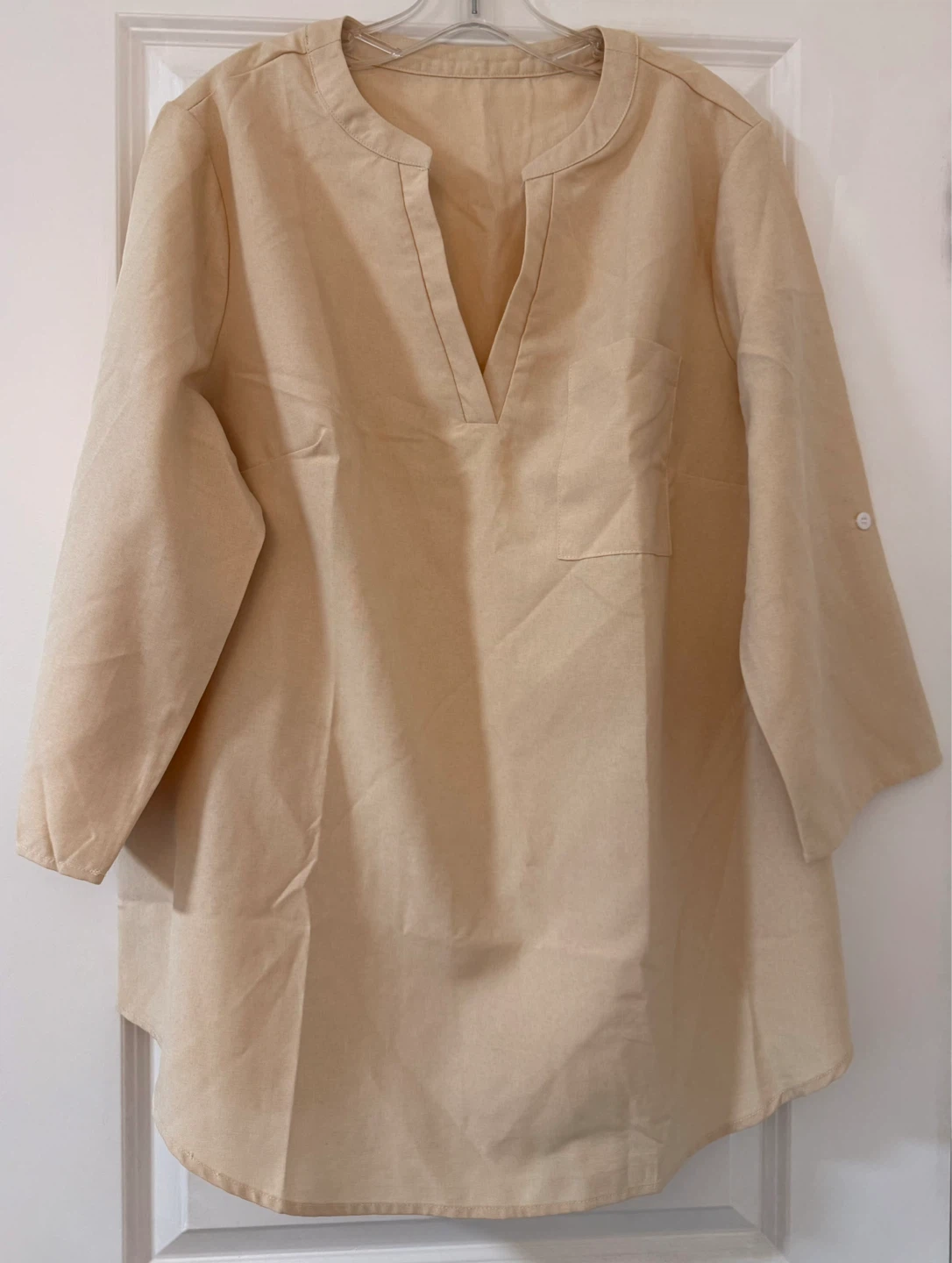 Brand new) Beige Oversized Tunic Blouse – Minimal Korean Style - photo 5