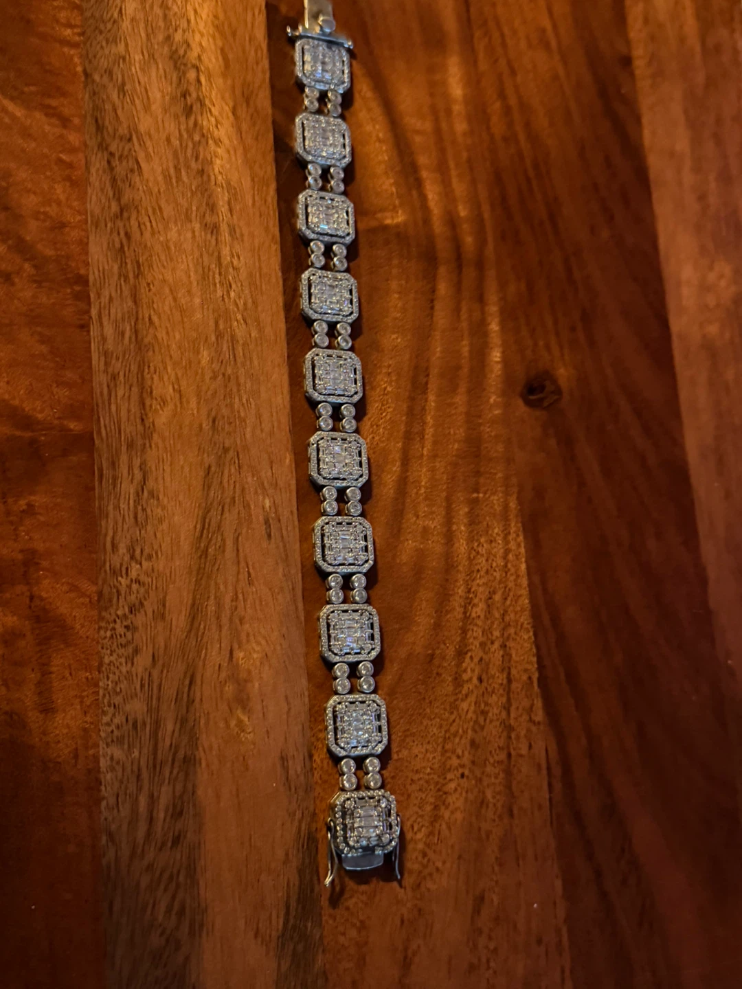 Elegant Sterling 925 CZ Bracelet w/Clear Baguette & Round Stones