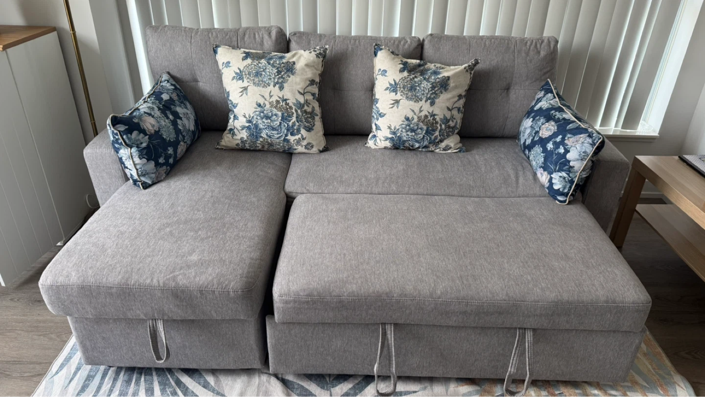 LIKE NEW (2 Months) - Grey 3-Seater L Sofa Bed with Storage - photo 2