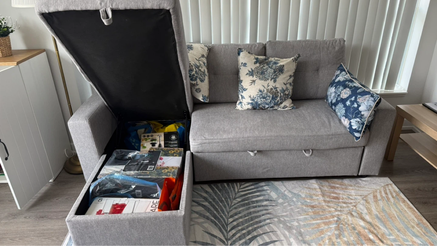 LIKE NEW (2 Months) - Grey 3-Seater L Sofa Bed with Storage - photo 3