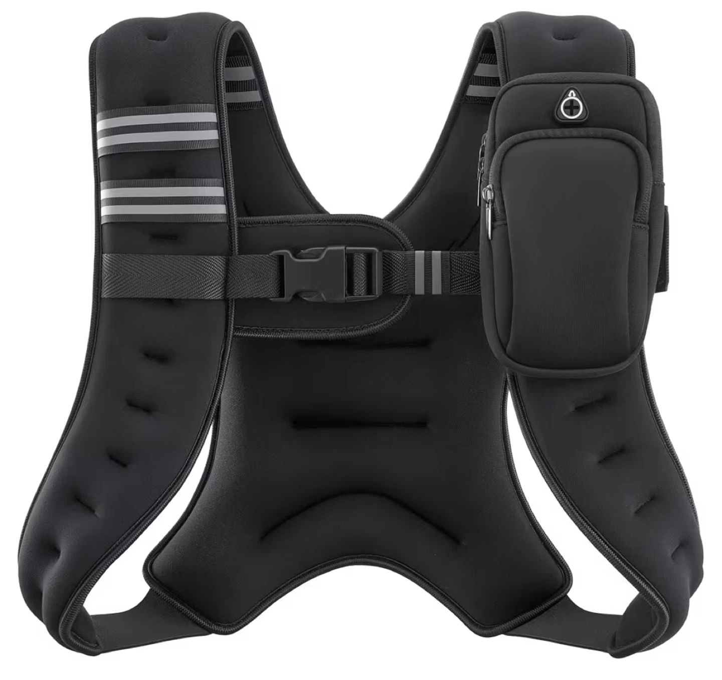 Black Weighted Vest with Phone Pouch
