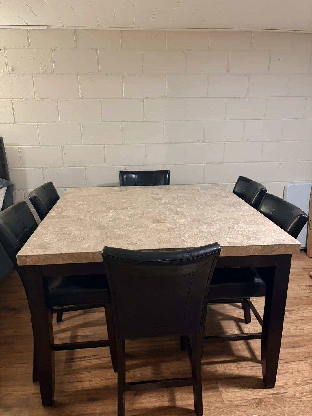 Counter Height Marble Dining Table and 6 Chairs
