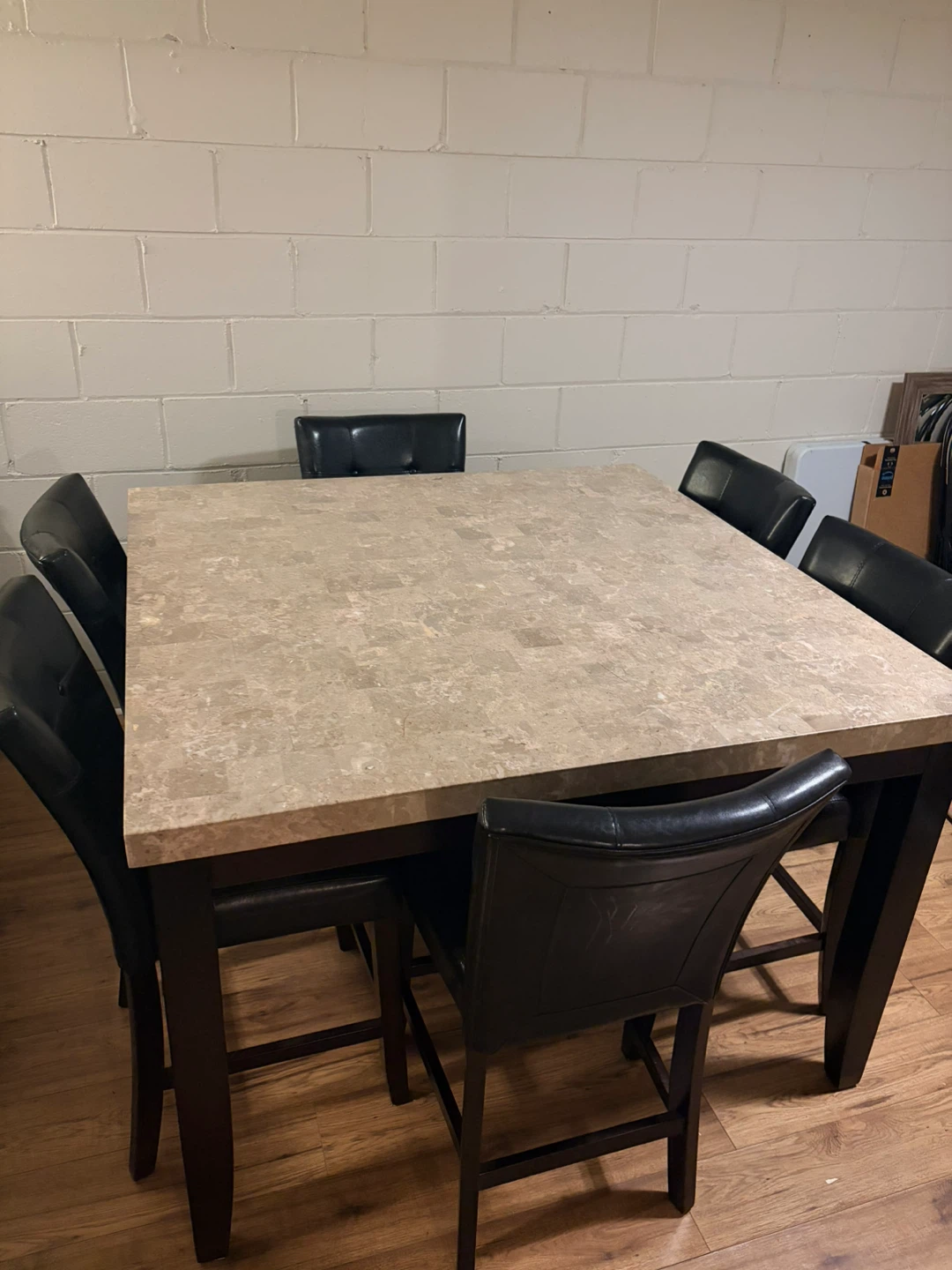 Counter Height Marble Dining Table and 6 Chairs - photo 2