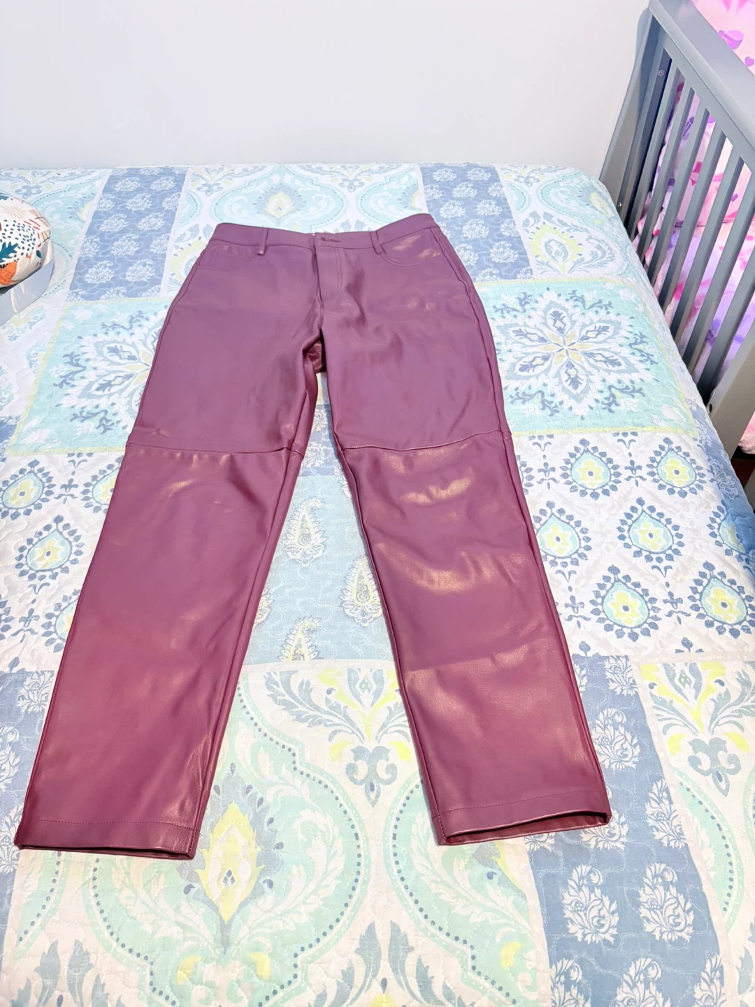 Purple Faux Leather Pants