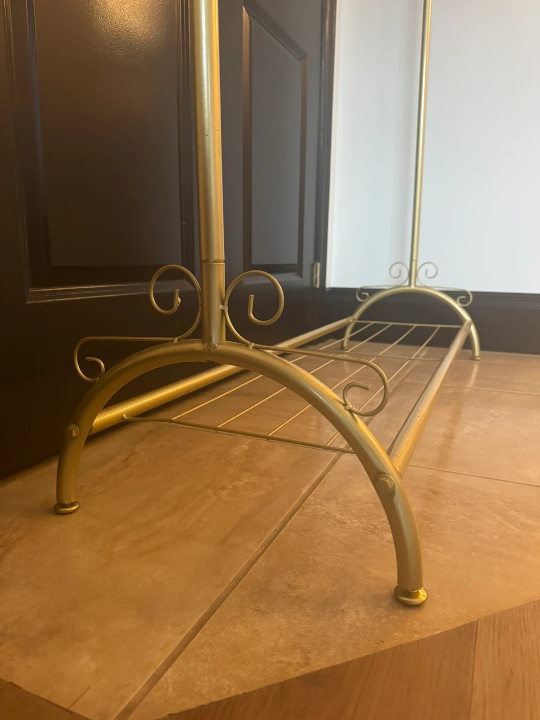Gold Metal Garment Rack with Shelf - photo 2