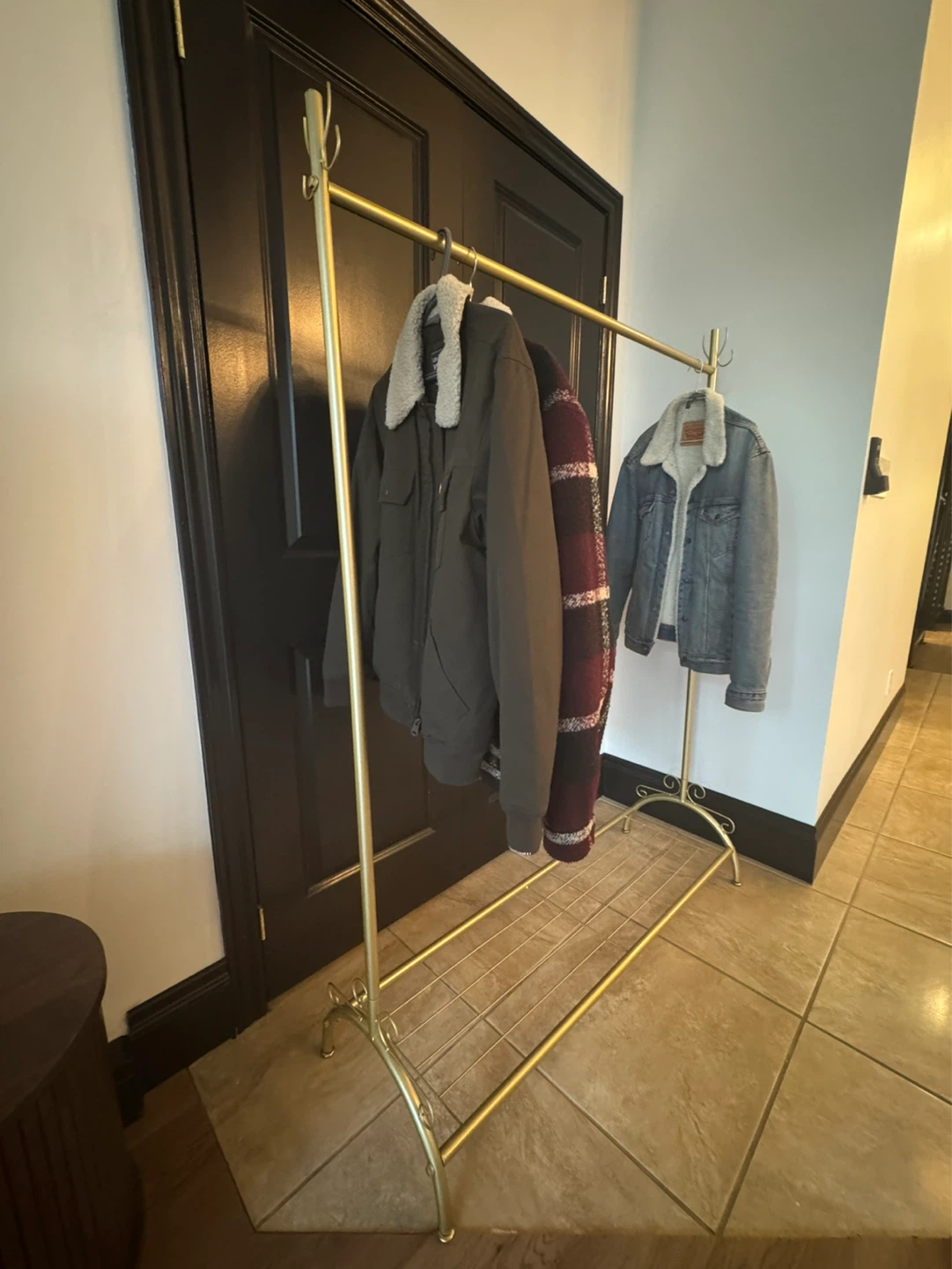 Gold Metal Garment Rack with Shelf - photo 3