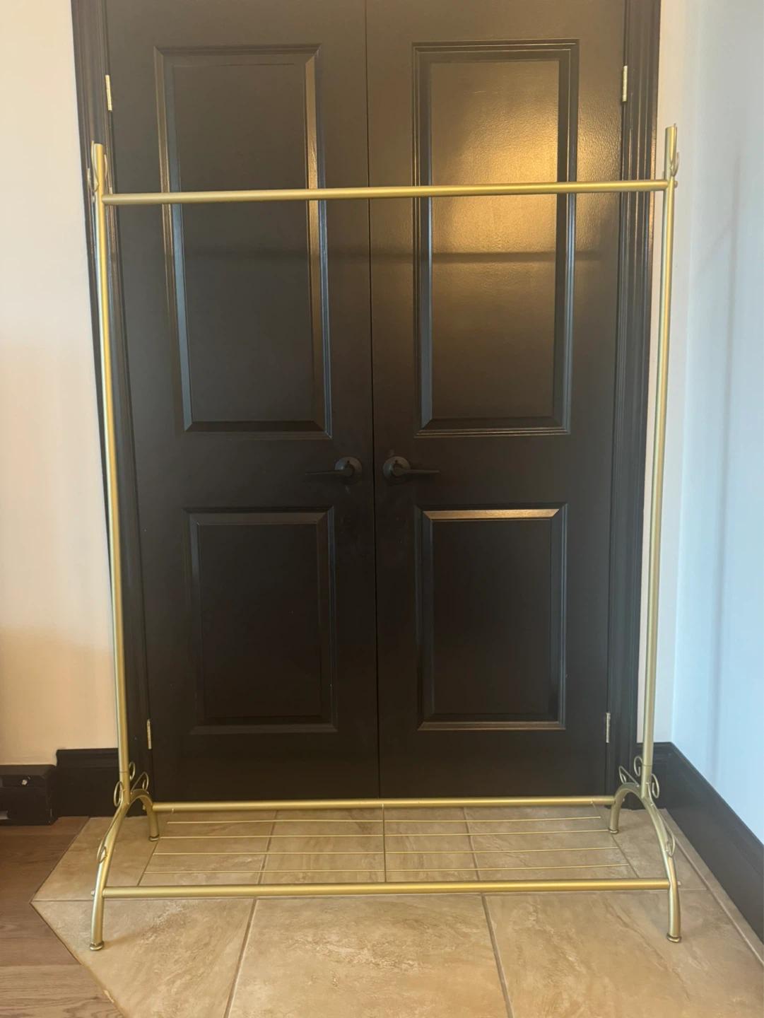 Gold Metal Garment Rack with Shelf