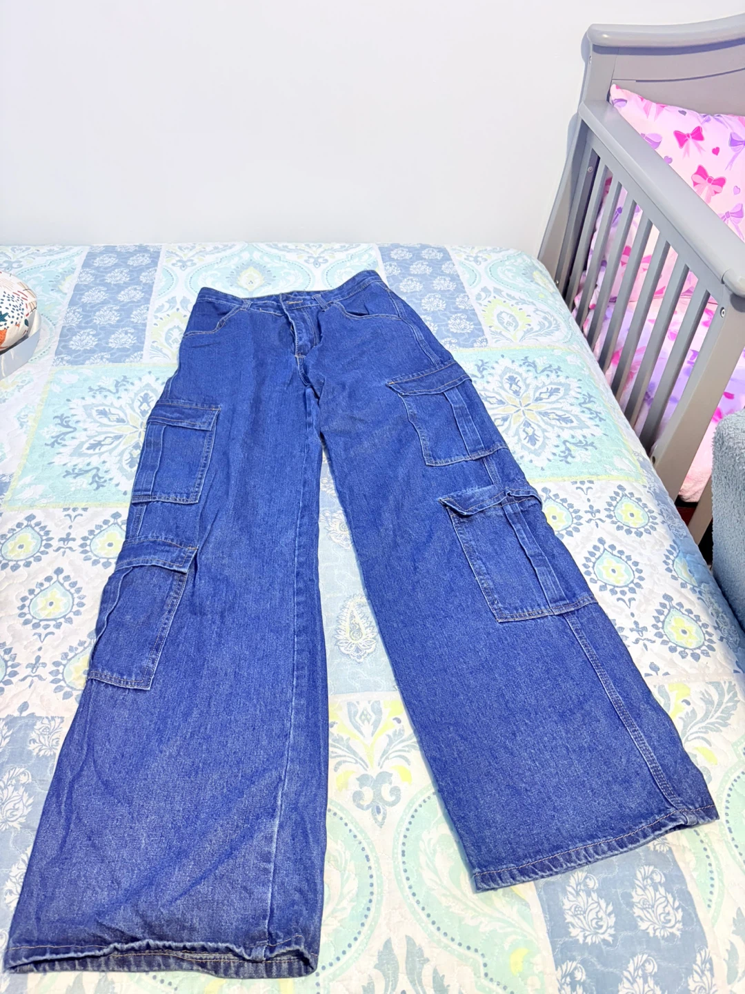 Blue Denim Cargo Pants