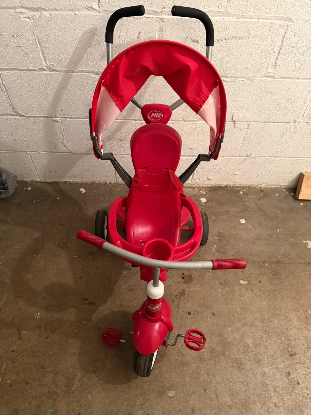 Radio Flyer Red Tricycle with Canopy and Parent Handle