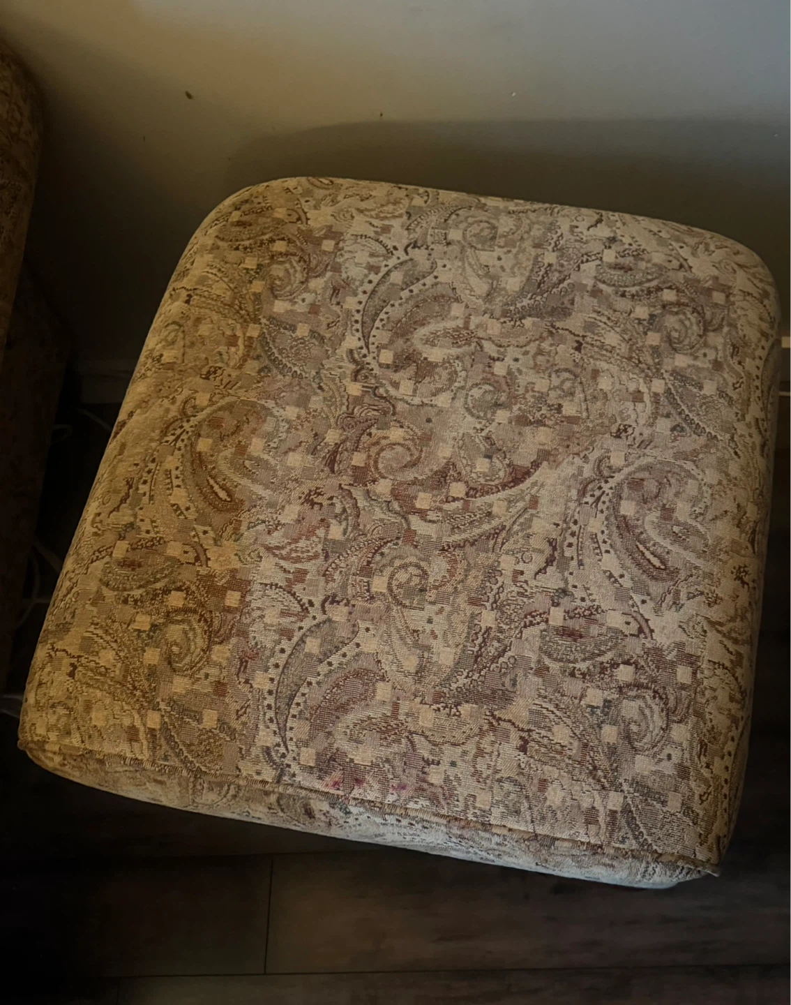 Tan Paisley Sofa and Ottoman Set - photo 3
