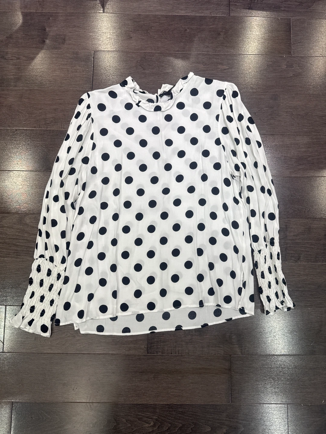 Zara Woman Black & White Polka Dot Blouse - Size M
