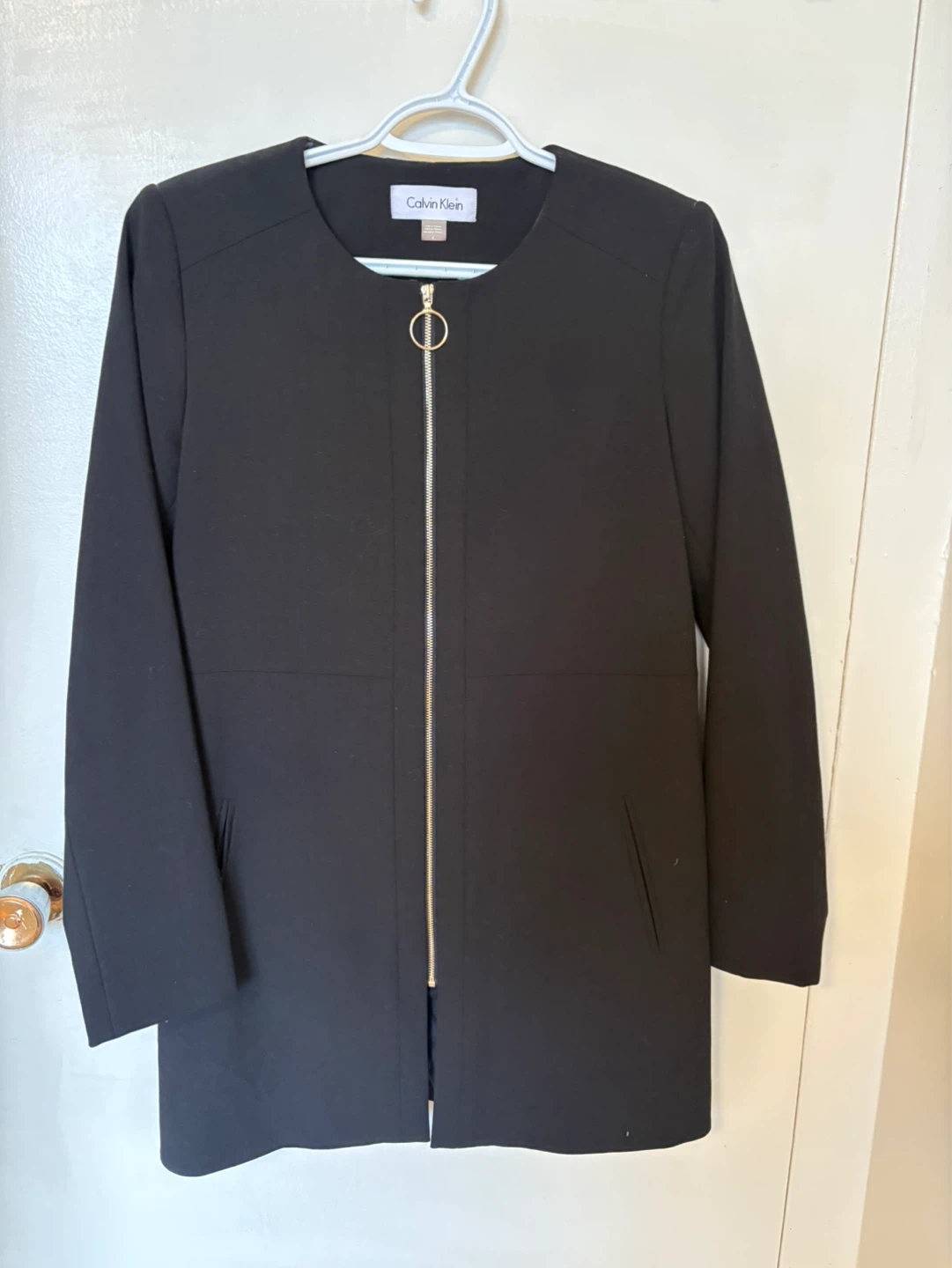 Calvin Klein Black Zip-Front Jacket - Size 4