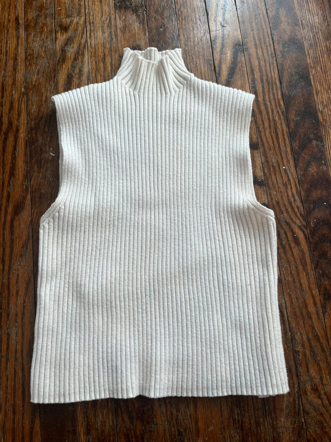 Zara Sleeveless Ribbed Turtleneck Sweater Vest Cream Size M