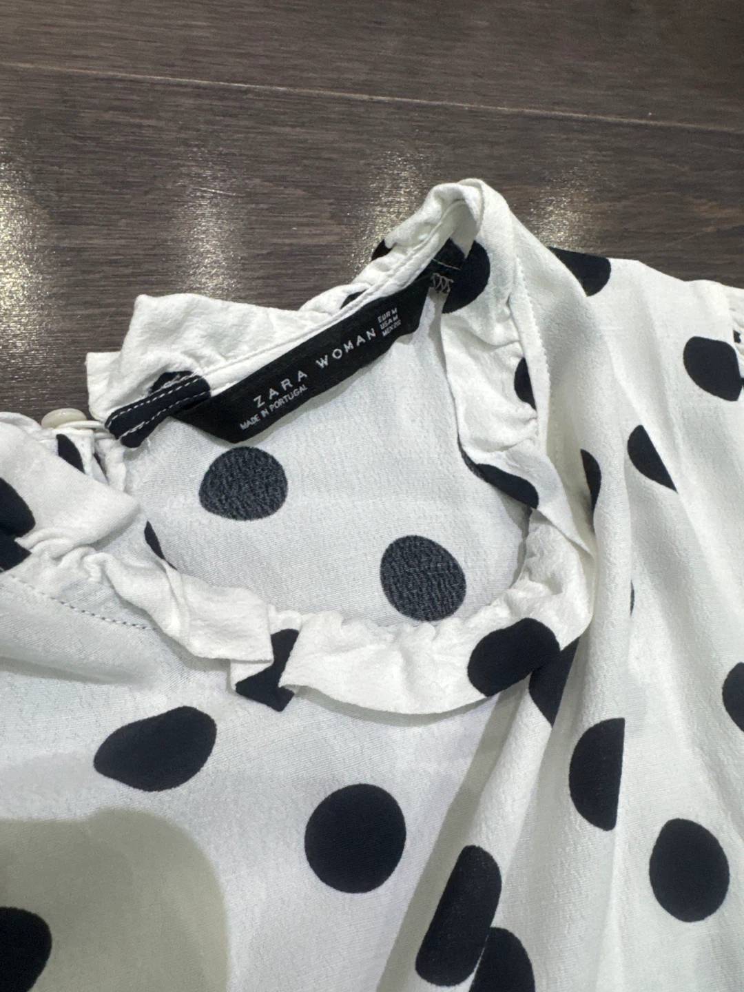 Zara Woman Black & White Polka Dot Blouse - Size M - photo 2