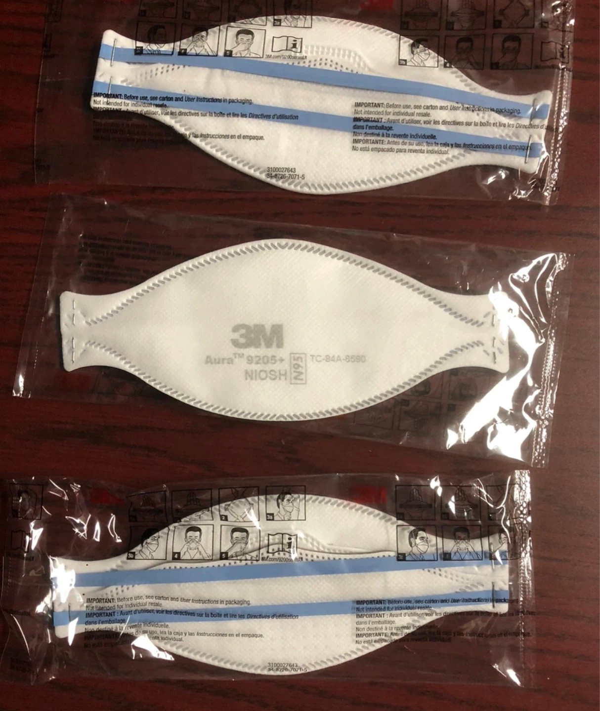 🆓 3M Aura 9205+ N95 Respirator Masks (3-Pack)