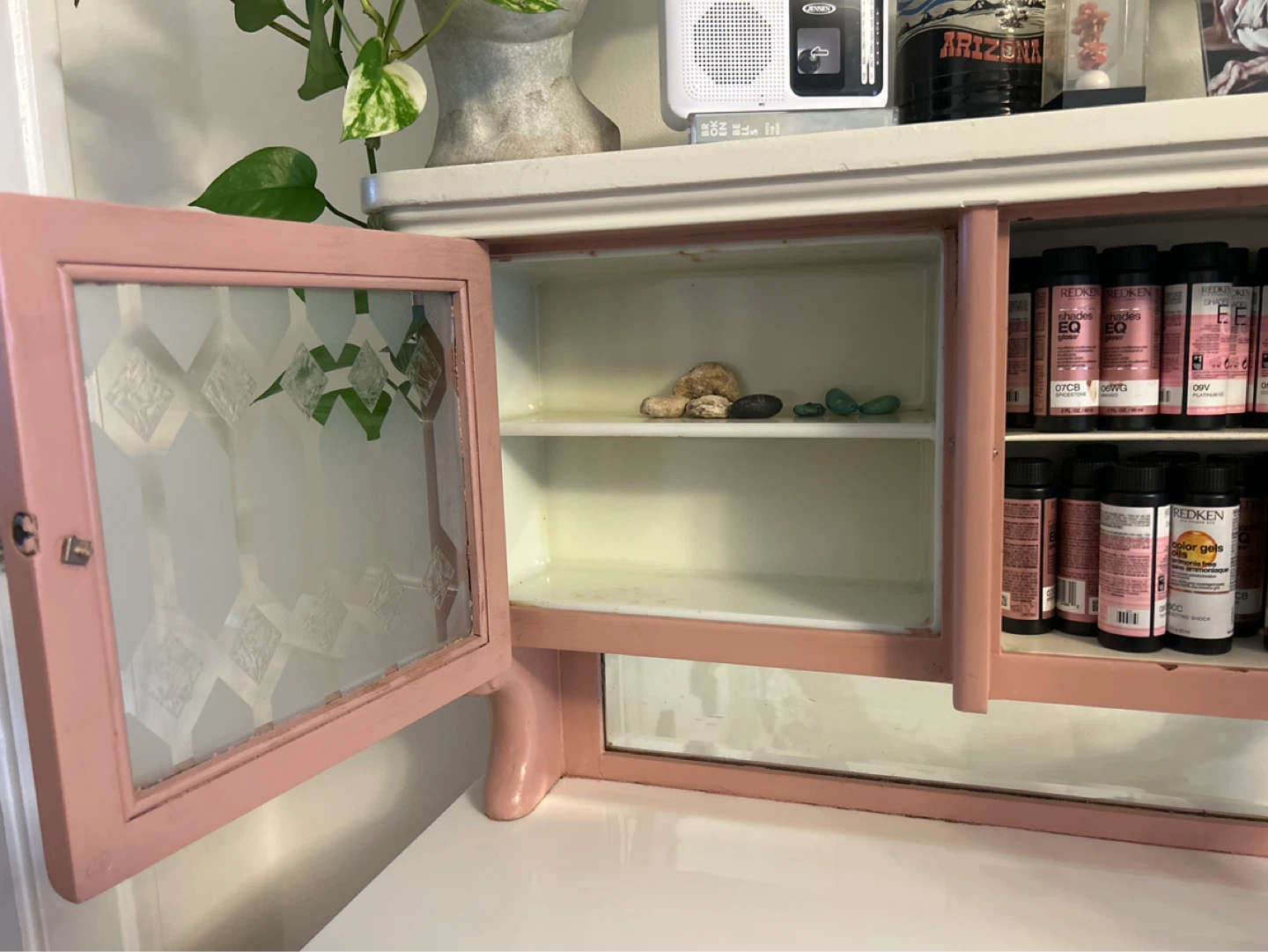 Pink Dental Cabinet with Glass Doors and Many Drawers - photo 2