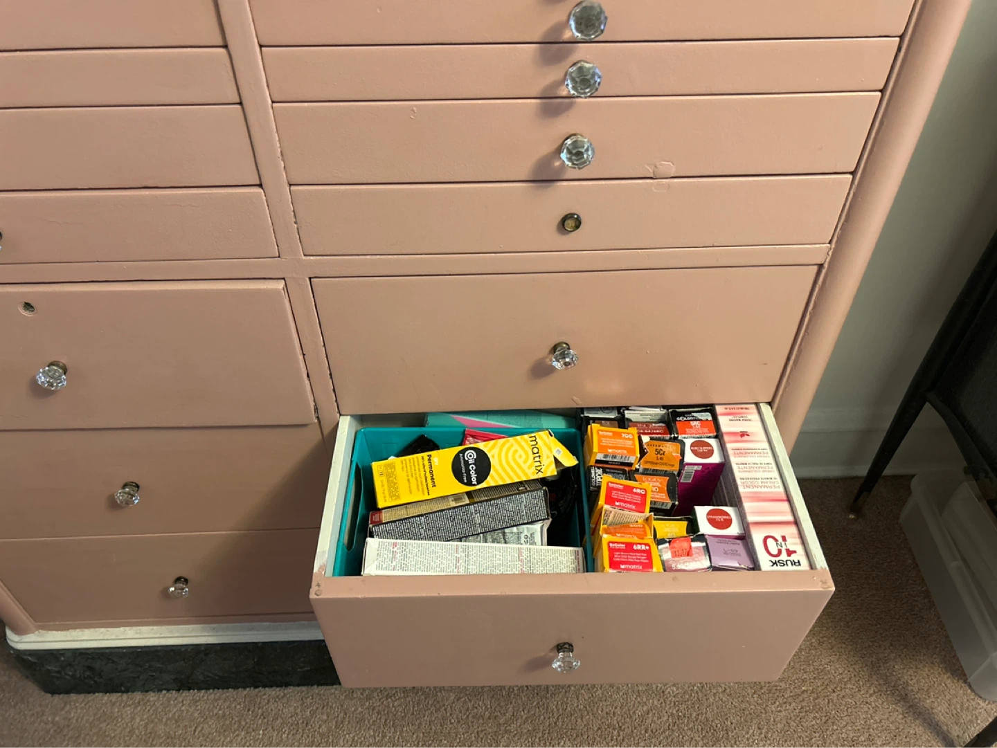 Pink Dental Cabinet with Glass Doors and Many Drawers - photo 5