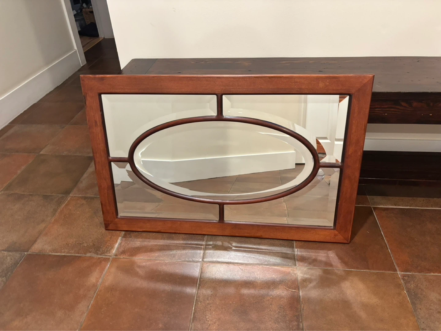 Wood Framed Oval Accent Mirror