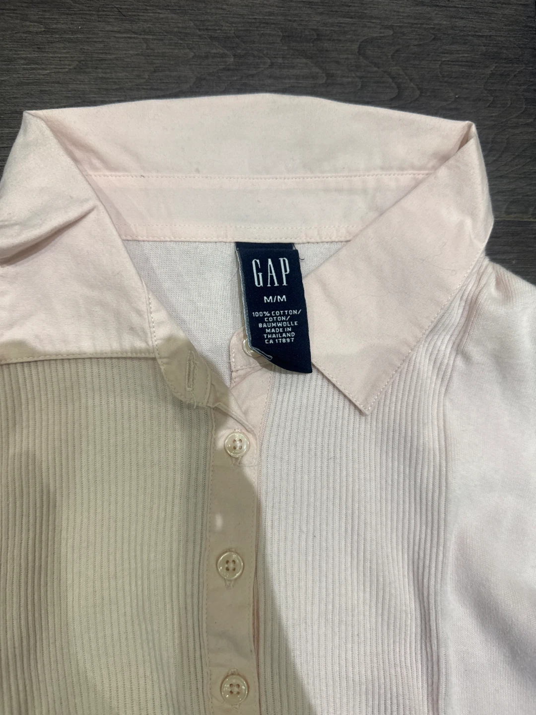 Gap Pink Ribbed Long Sleeve Polo Shirt M/M - photo 2