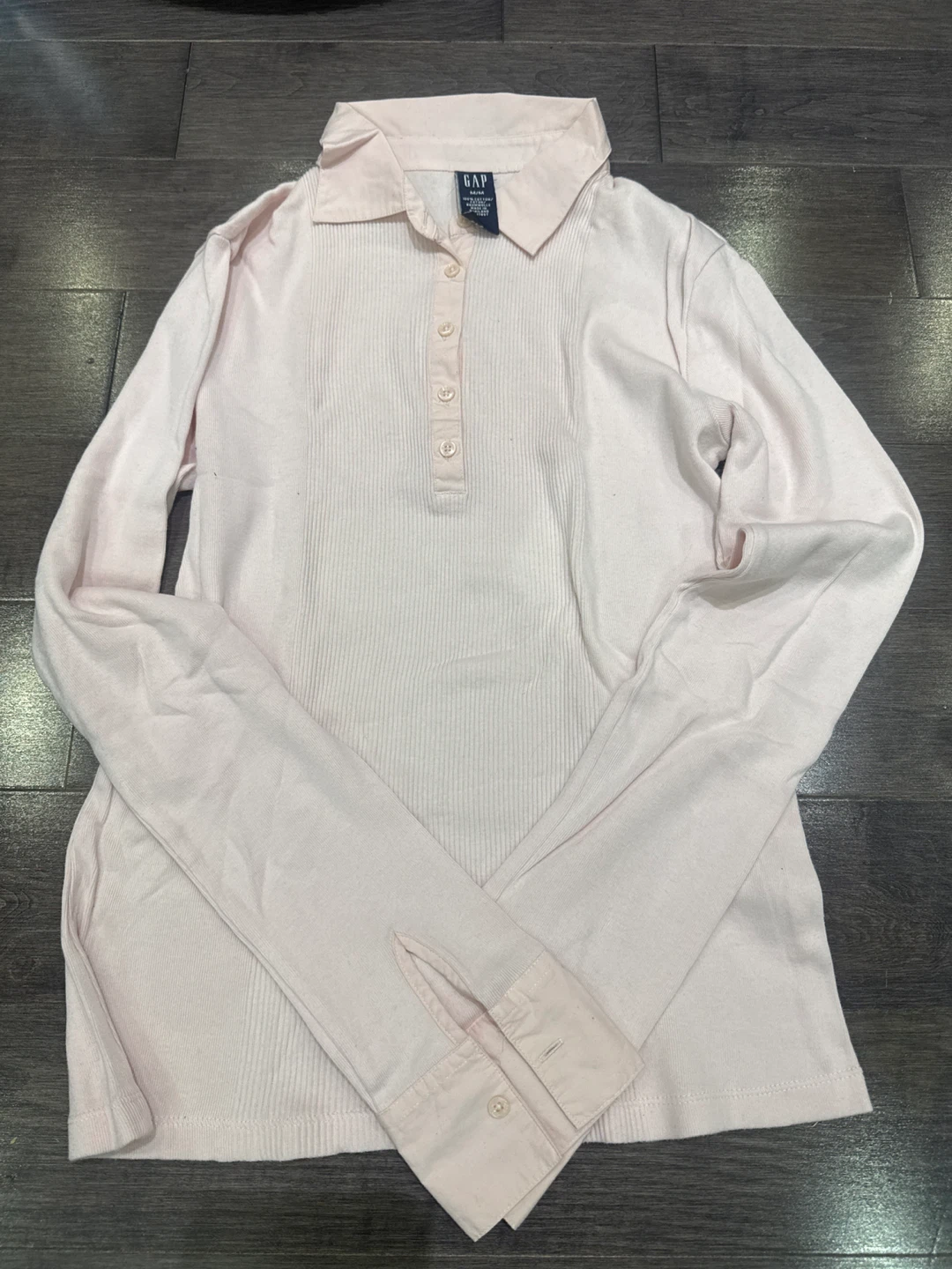 Gap Pink Ribbed Long Sleeve Polo Shirt M/M