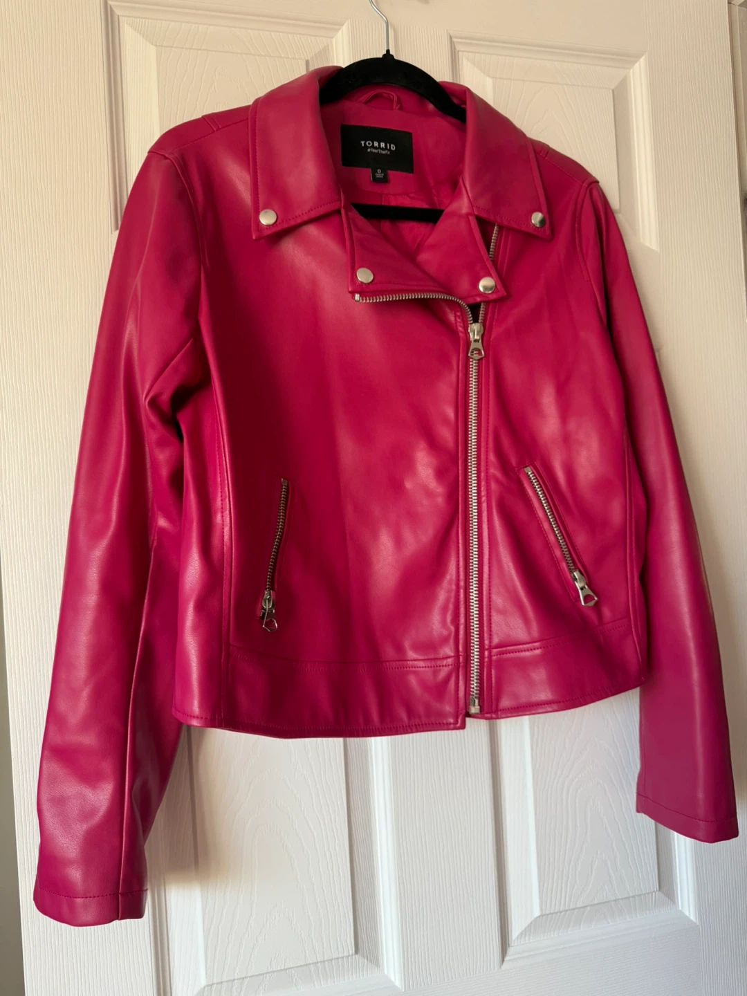 Torrid Faux Leather Moto Jacket Pink Size L