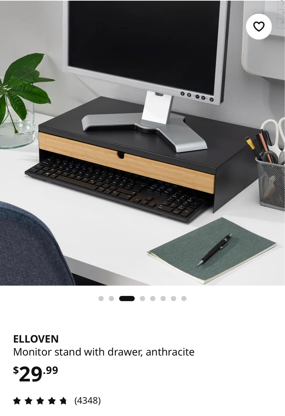 IKEA ELLOVEN Monitor Stand with Drawer - Anthracite - photo 4