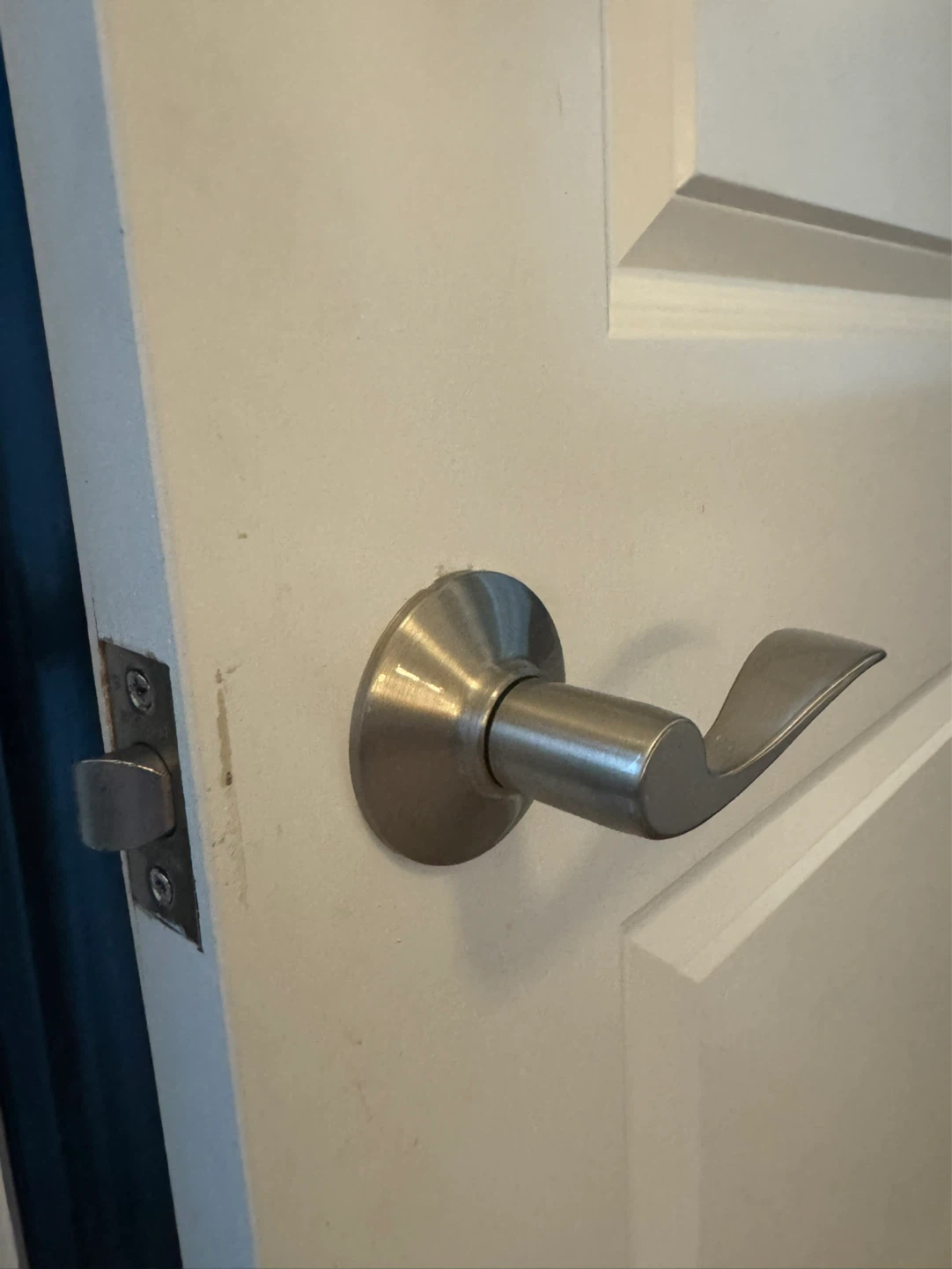 White Interior Door with Lever Handle and Hinges - photo 2