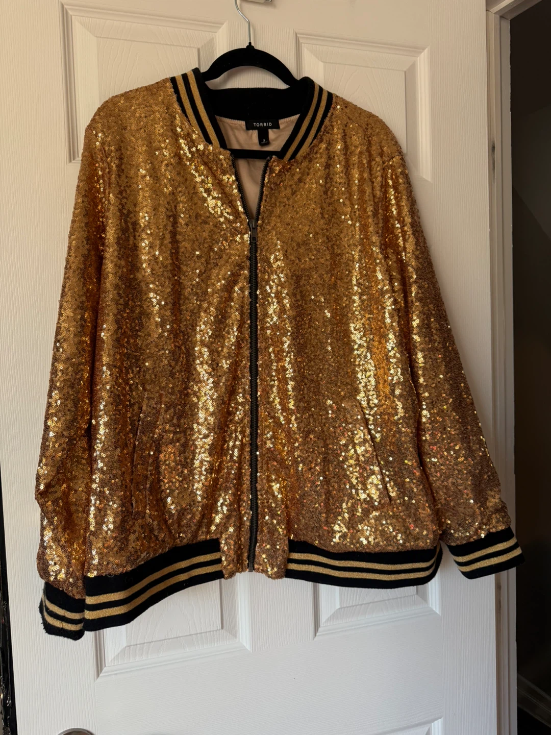 Torrid Gold Sequin Bomber Jacket Size 3x