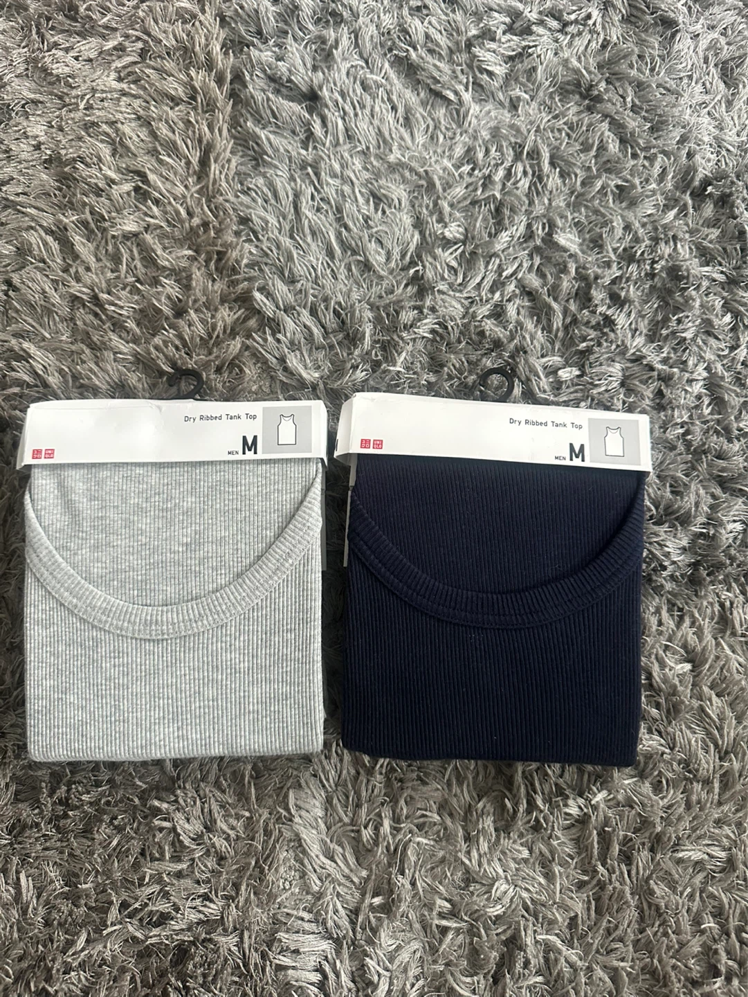 Uniqlo Dry Ribbed Tank Top - Size M (Grey & Navy)