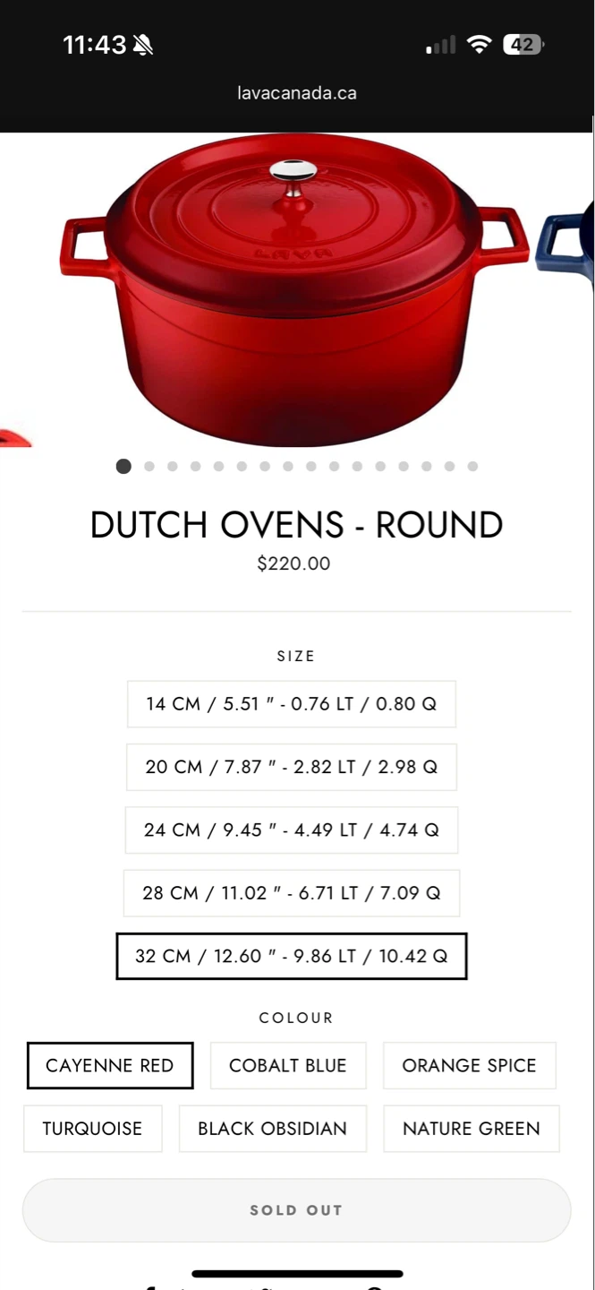 Lava 32cm Red Cast Iron Dutch Oven Casserole Dish - photo 4